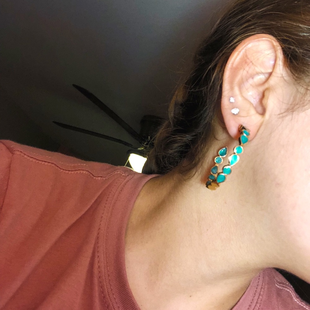 Round & turquoise open hoop design